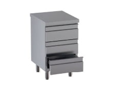 Cassettiera in Acciaio Inox CERTIFICATO a 3 cassetti dim. 50x70x85h REGOLABILE fino a 90h con piedini TOP SENZA ALZATINA