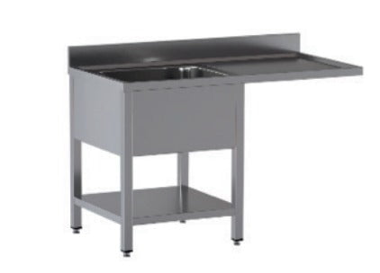 Lavello in Acciaio Inox CERTIFICATO A giorno su gambe quadre + ripiano di fondo 1 vasca + Gocciolatoio a Sbalzo Per Vano Lavastoviglie dim. 120x70x85h REGOLABILE fino a 90h con piedini Lavello in Acciaio Inox CERTIFICATO A giorno su gambe quadre + ripiano di fondo 1 vasca + Gocciolatoio a Sbalzo Per Vano Lavastoviglie dim. 120x70x85h REGOLABILE fino a 90h con piedini