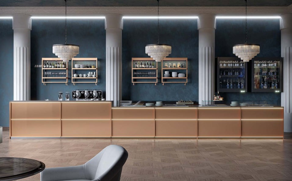 Arredamento BAR COMPLETO 3 Metri Lineari Serie Lusso - NordAcciaio Prime